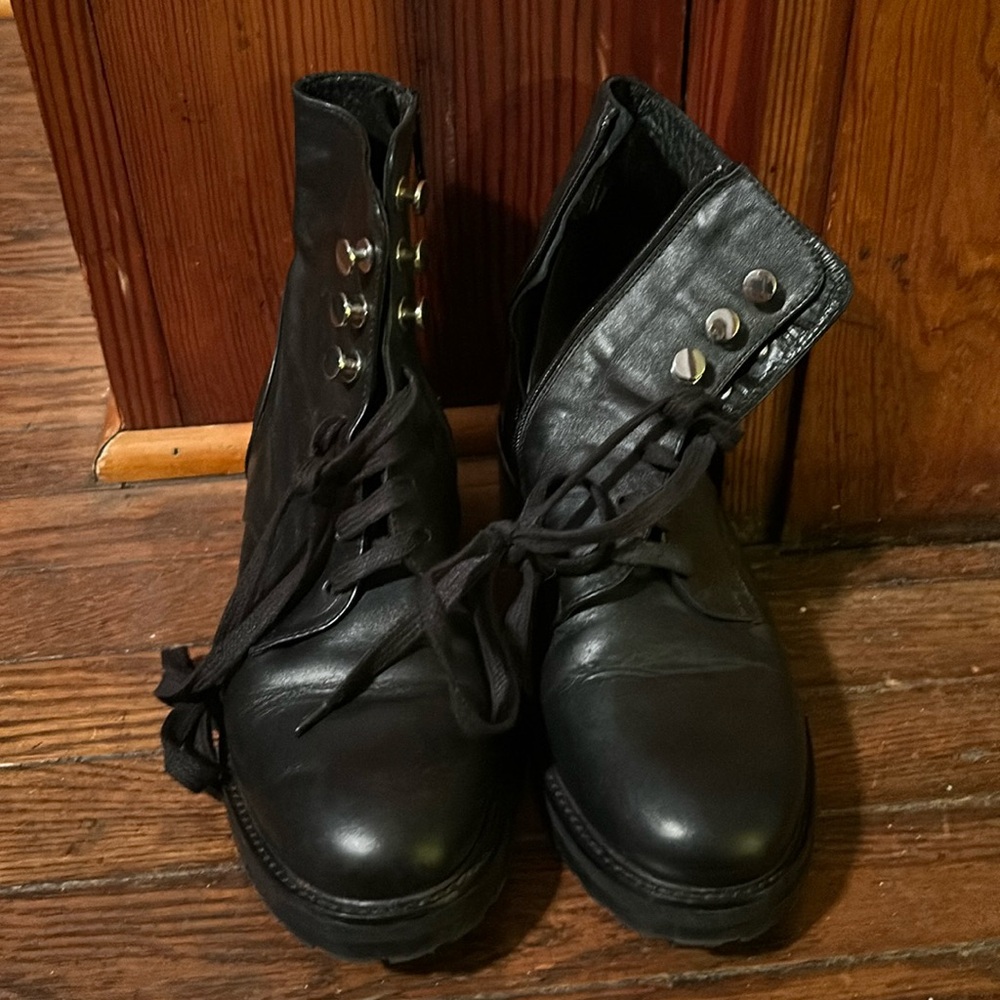 Black leather boots